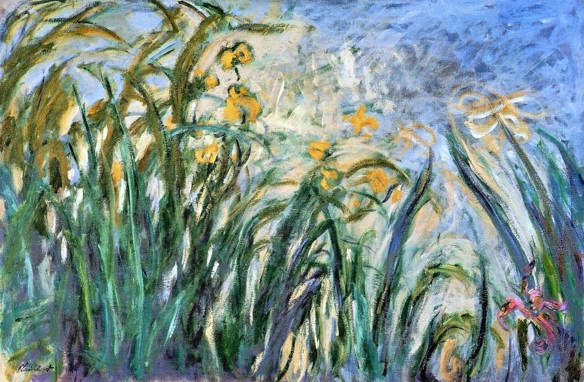 Yellow Irises and Malva by Claude Monet