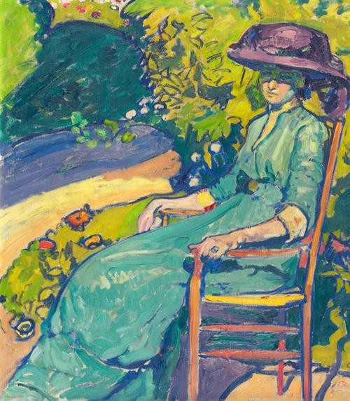 Junge Frau Im Garten (Amy Moser) by Cuno Amiet