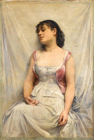 A portrait of Mademoselle Jeanne Maillart by Diogène Maillart