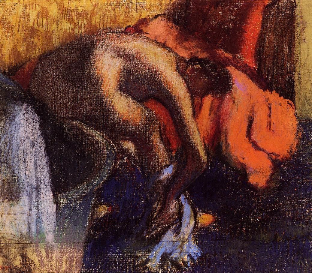 After Bathing, Woman Drying Her Leg by Edgar Degas