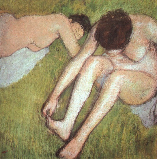 Bathers on the grass by Edgar Degas