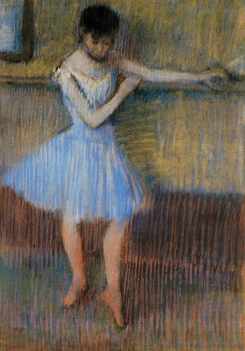 Dancer in Blue at the Barre by Edgar Degas