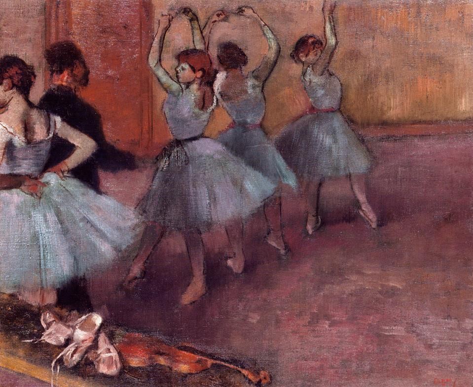 Dancers in Light Blue (Rehearsing in the Dance Studio) by Edgar Degas