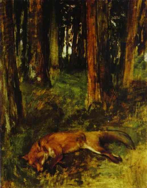 Dead fox lying in the Undergrowth by Edgar Degas
