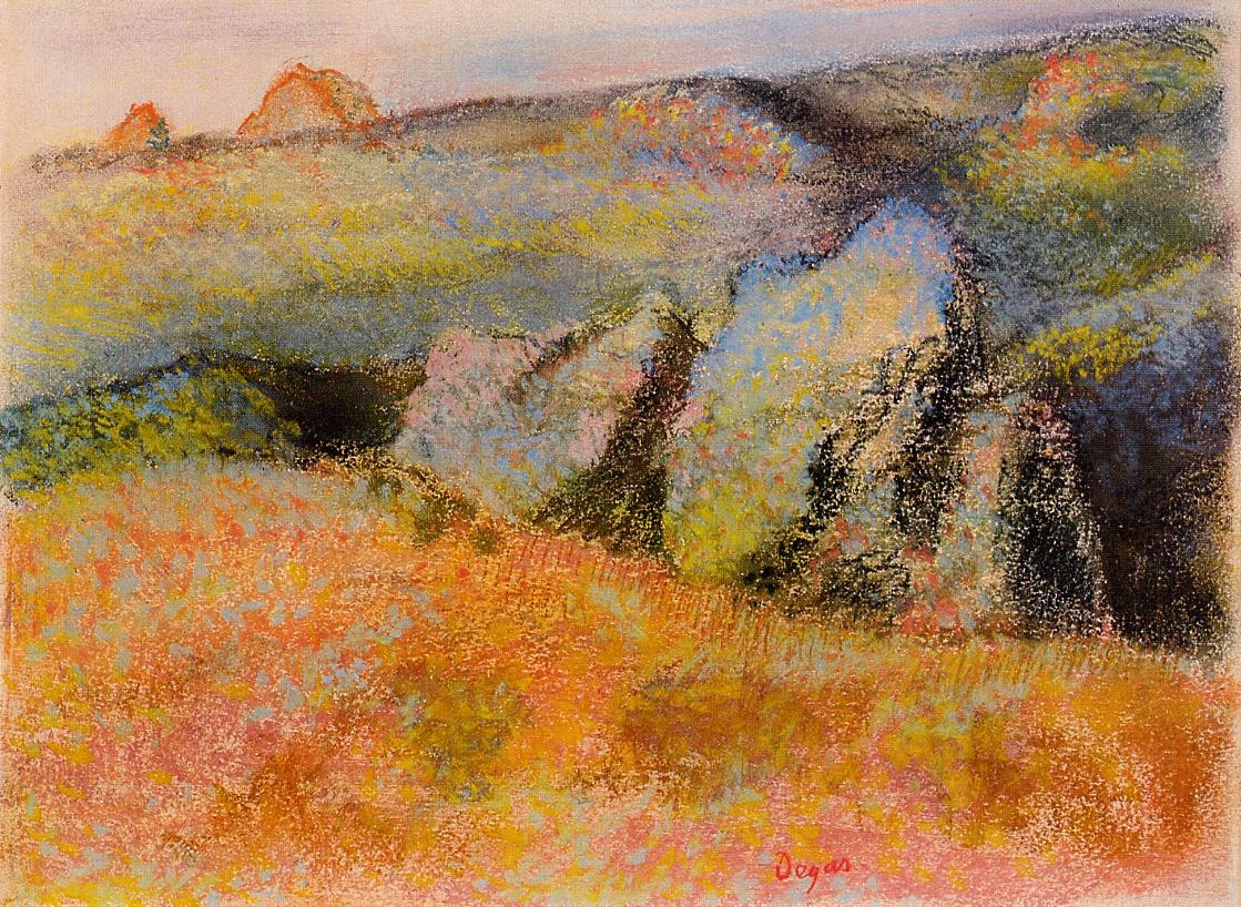 Landscape with Rocks by Edgar Degas