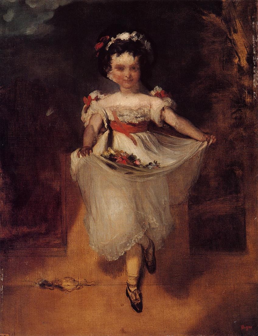 Little Girl Carrying Flowers in Her Apron by Edgar Degas