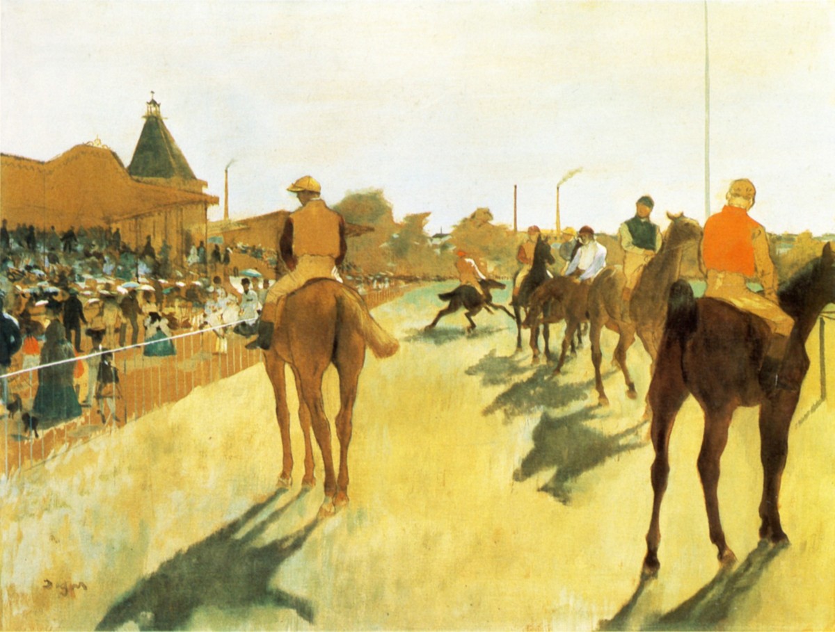Racehorses before the Stands by Edgar Degas