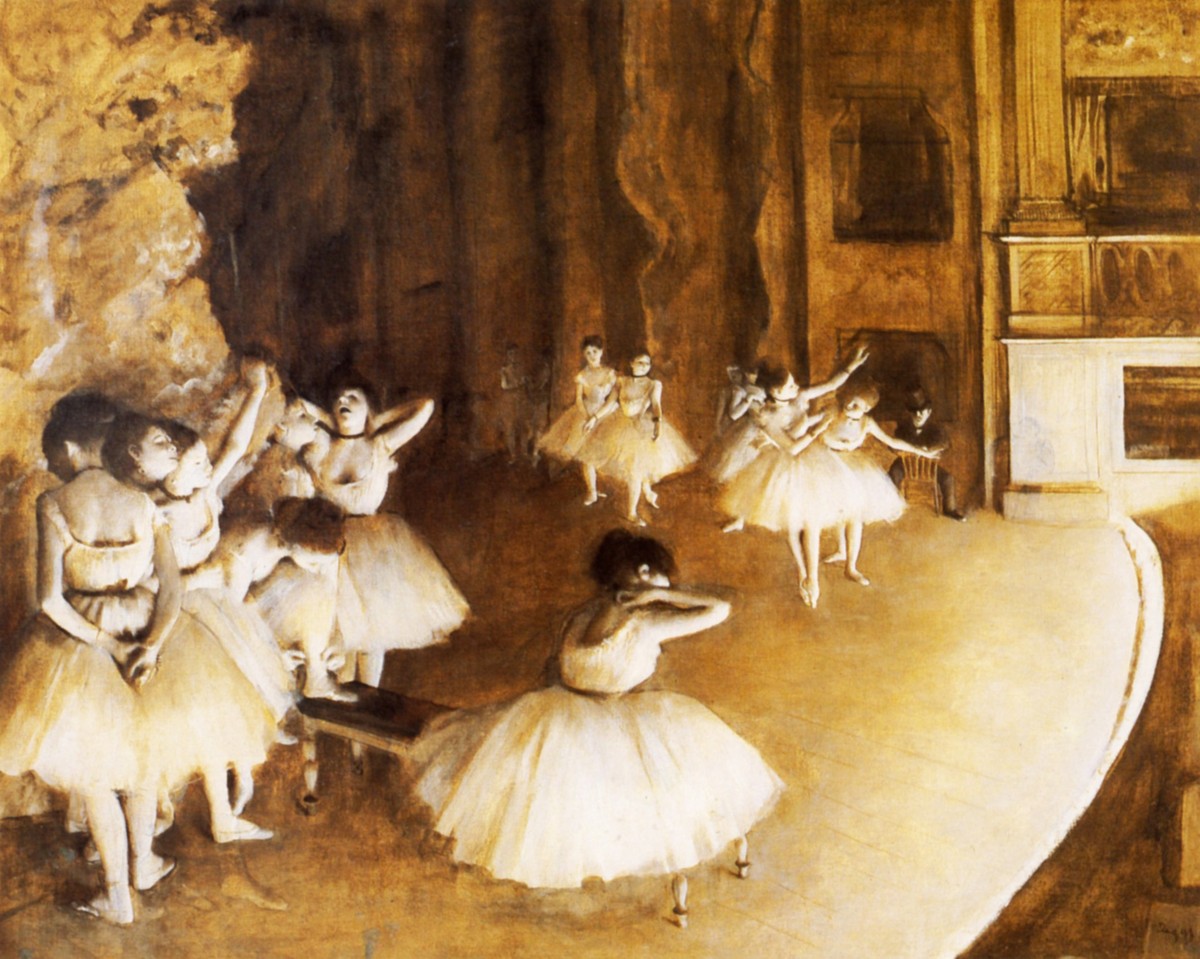 Rehearsal of a ballet on the stage by Edgar Degas