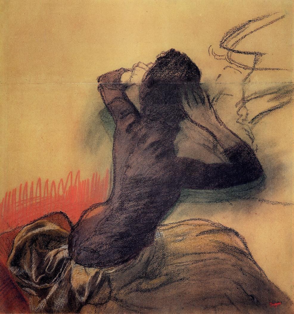 Seated Woman Adjusting Her Hair by Edgar Degas