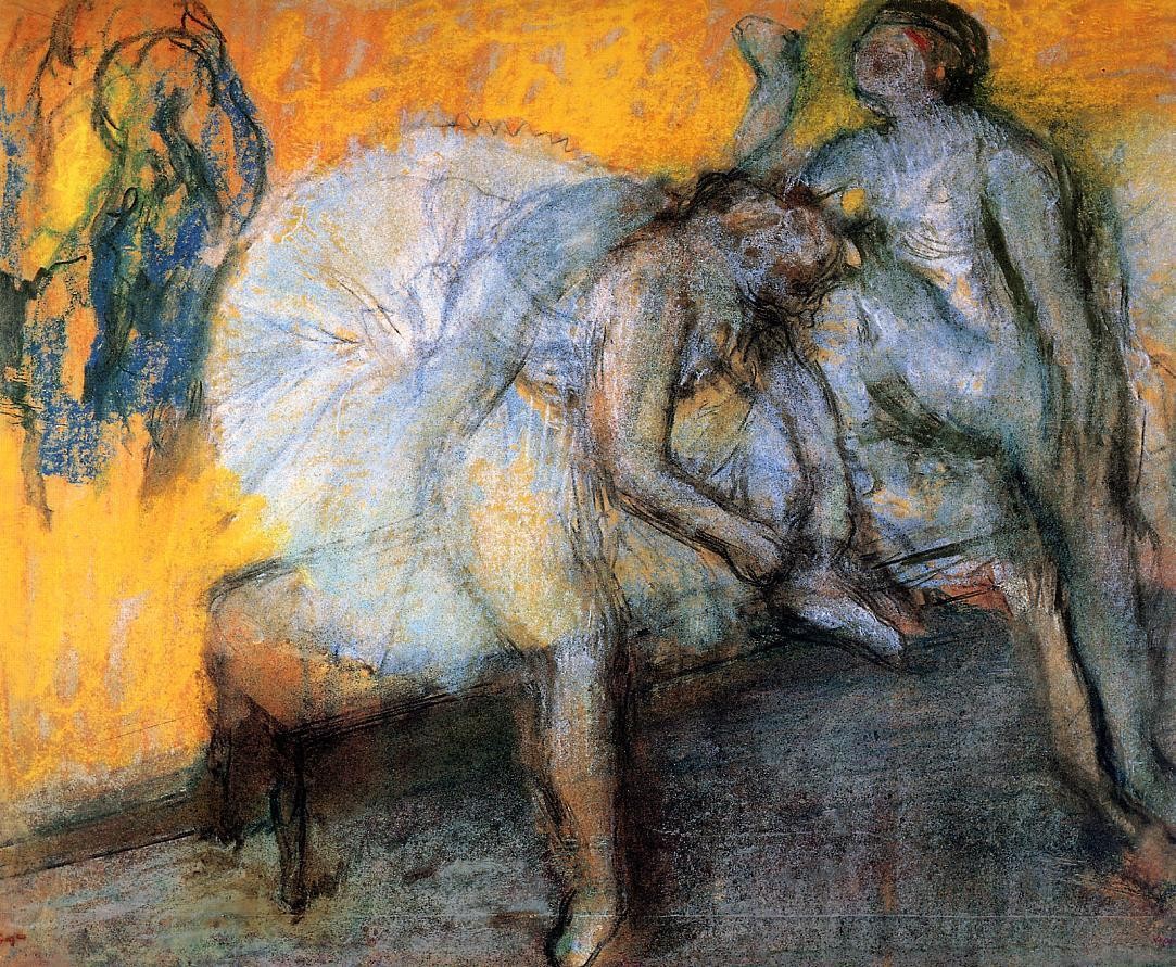 Two Dancers in Yellow and Pink by Edgar Degas
