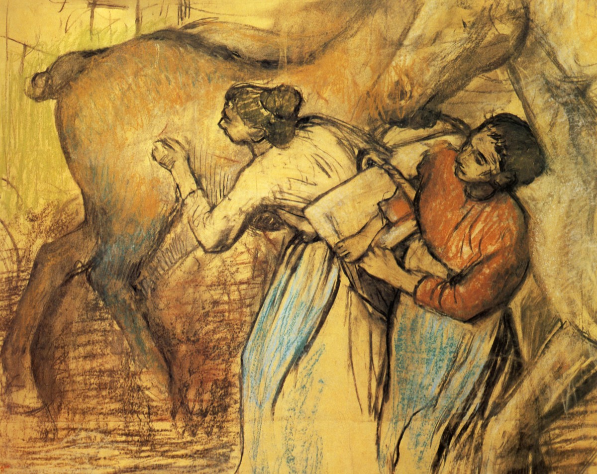 Two Laundresses and a Horse by Edgar Degas