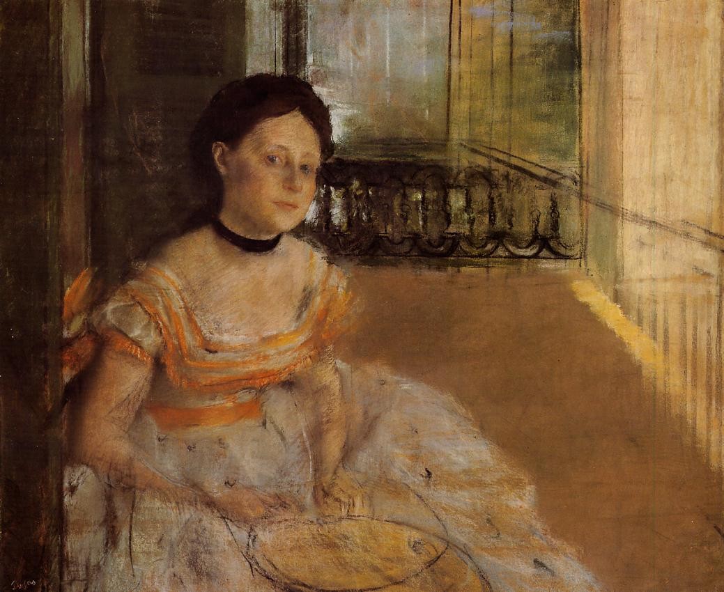 Woman Seated on a Balcony by Edgar Degas