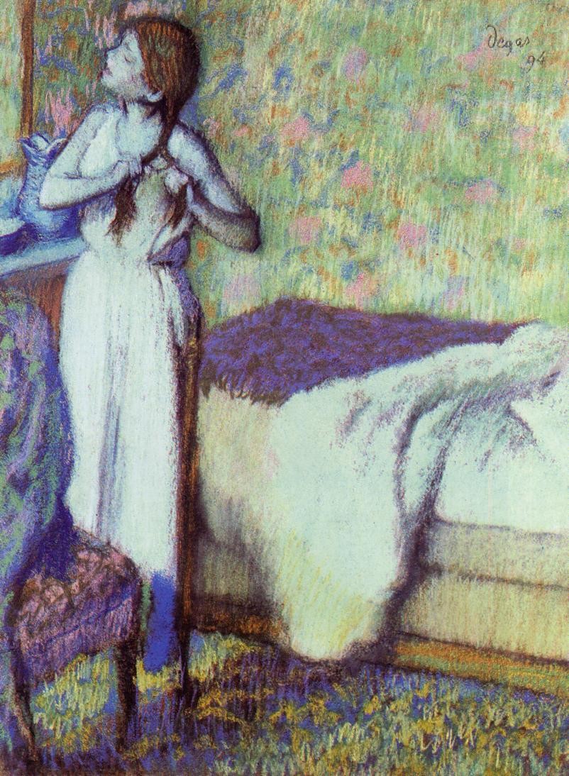Young Girl Braiding Her Hair by Edgar Degas