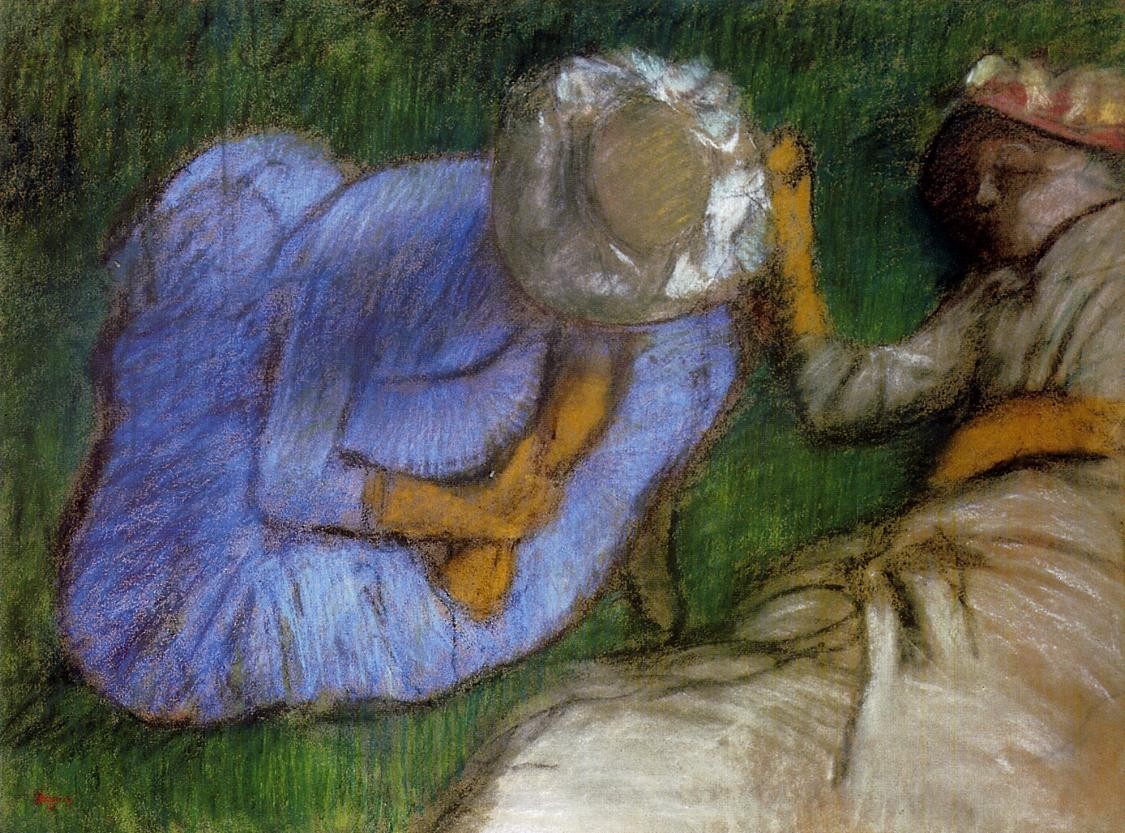 Young Women Resting in a Field by Edgar Degas