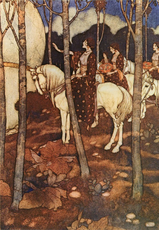 Arabian Nights, Maidens on White Horses by Edmund Dulac