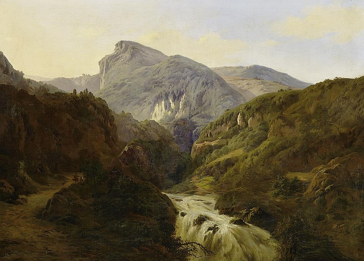 Withewater in the Albanian mountains near Rome by Edouard de Vigne