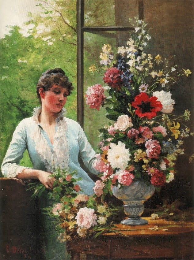 Preparing the flower arrangement by Edouard Debat-Ponsan