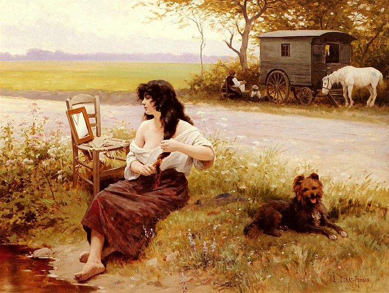 The gypsy woman's grooming by Edouard Debat-Ponsan