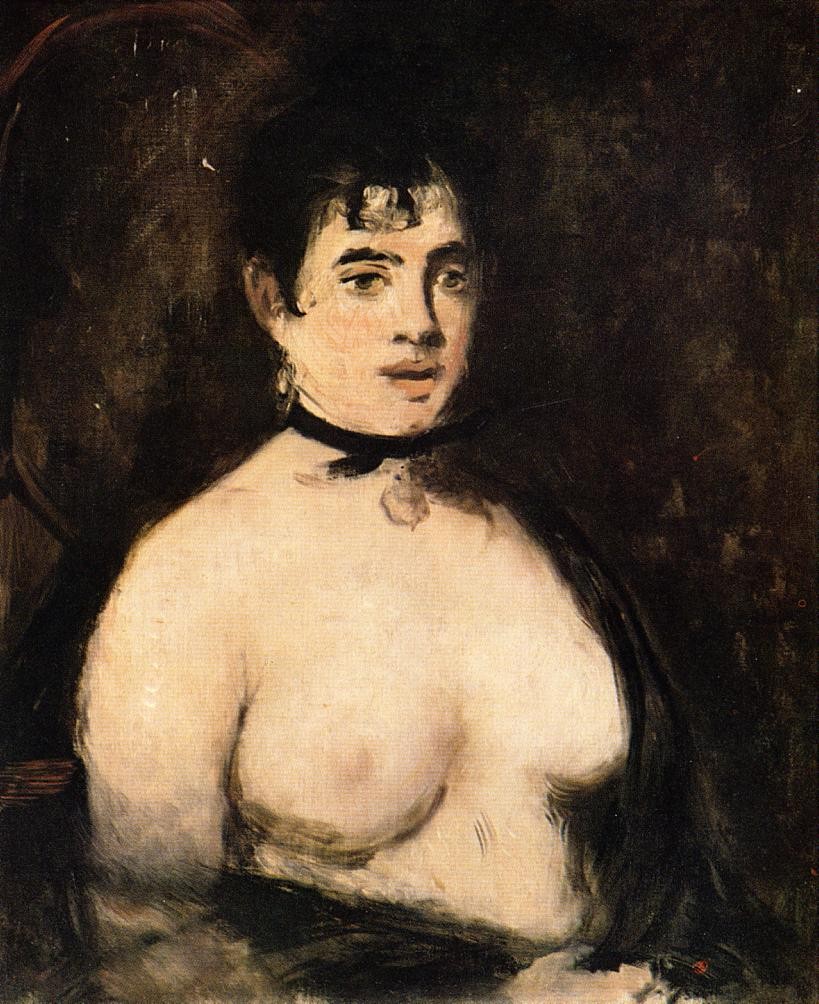 Brunette with bare breasts by Edouard Manet
