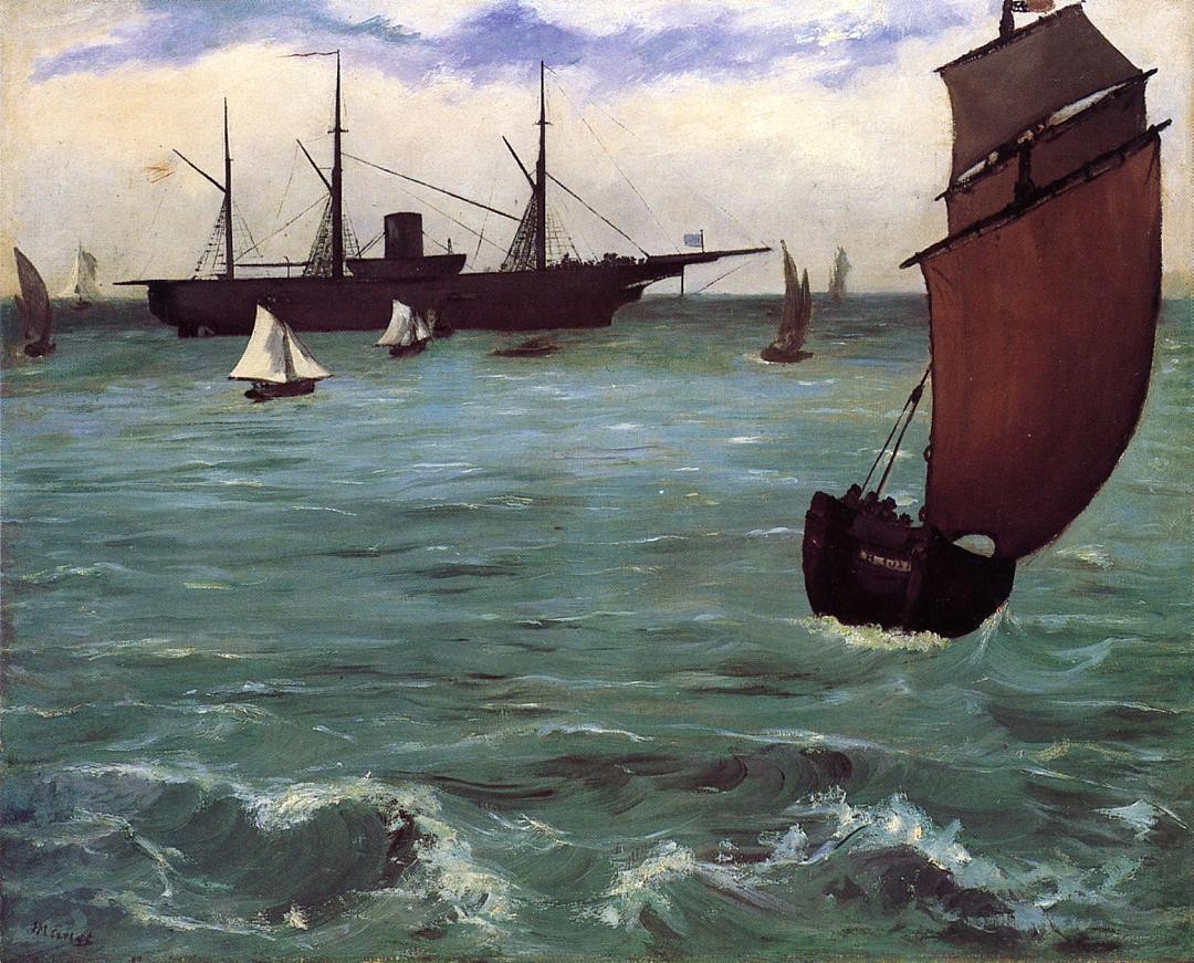 Fishing boat coming in before the wind (The Kearsarge in Boulogne) by Edouard Manet
