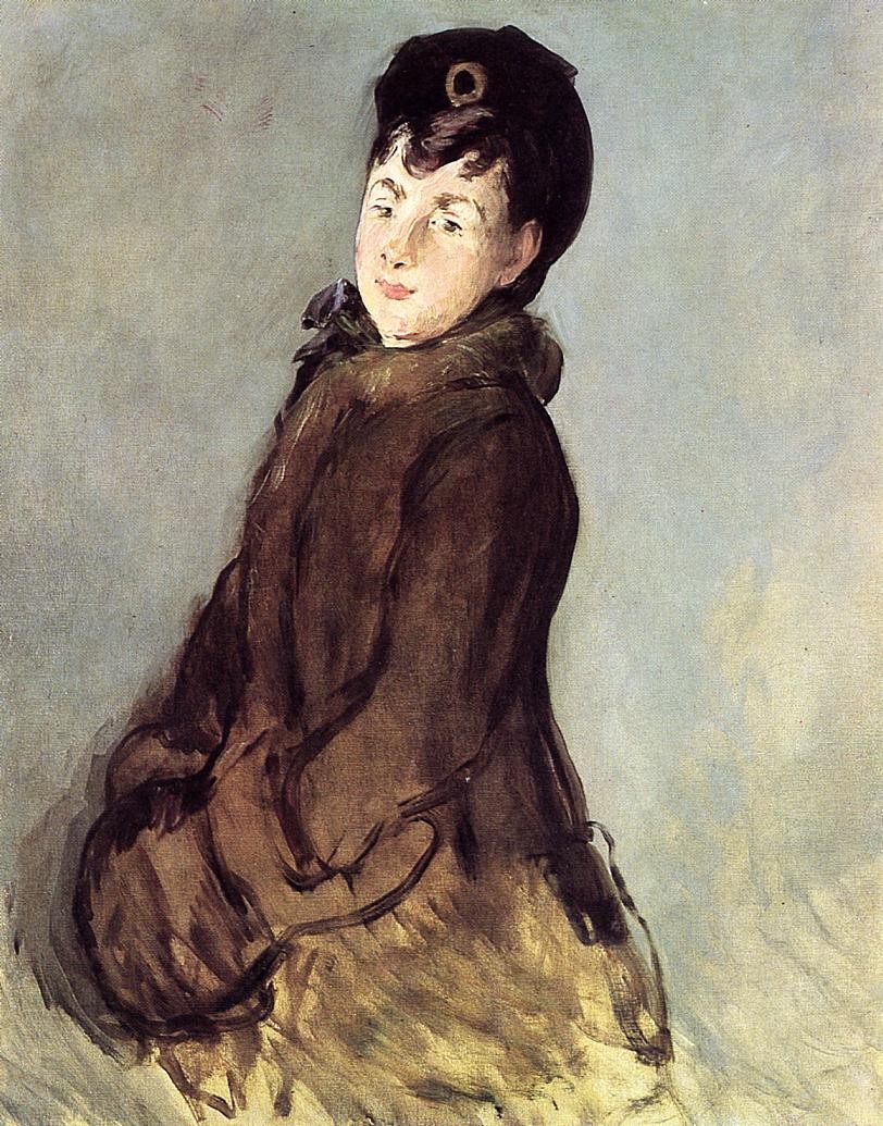 Isabelle Lemonnier with a muff by Edouard Manet