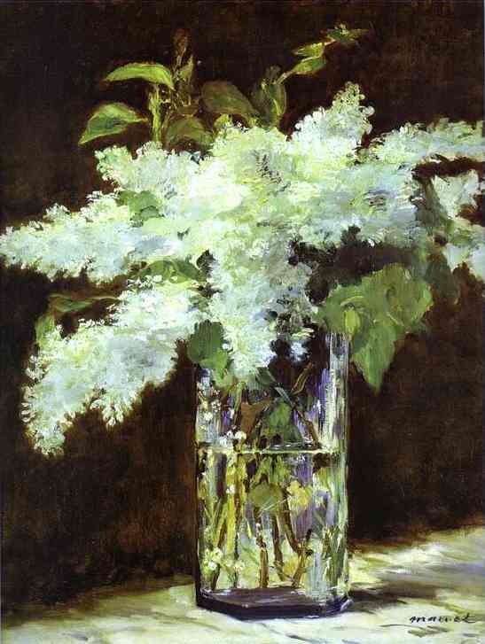 Lilac in a glass by Edouard Manet