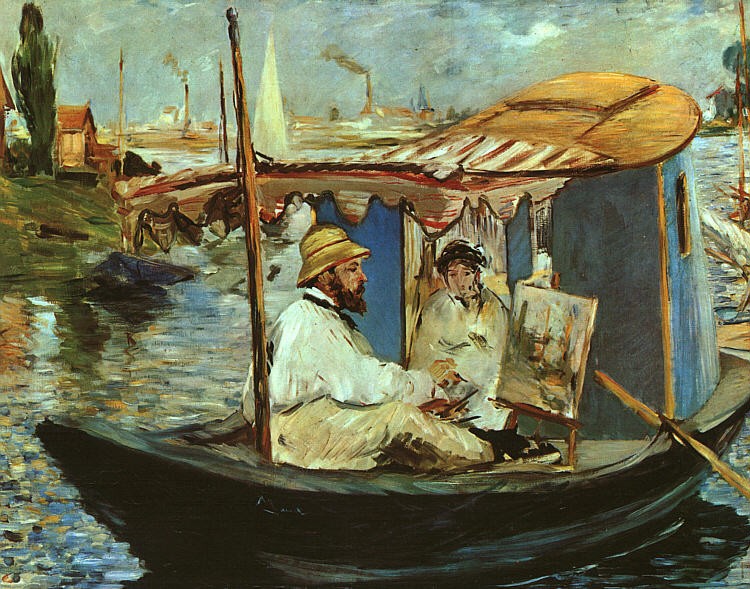 Monet in his Studio Boat by Edouard Manet