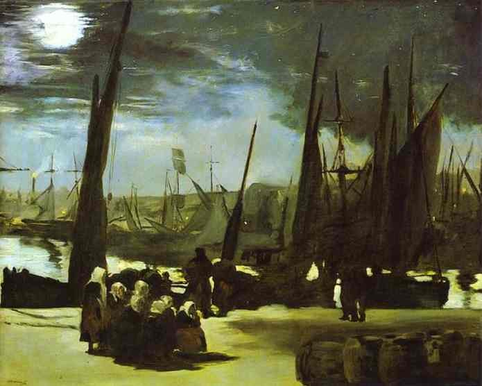 Moonlight on Boulogne Harbour by Edouard Manet