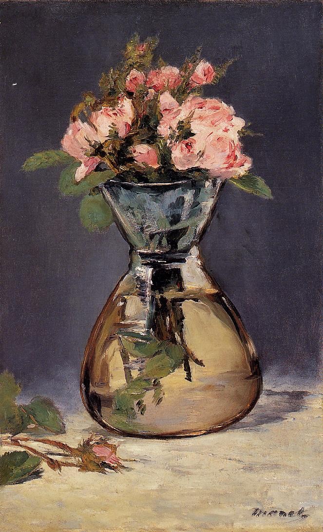 Moss Roses in a Vase by Edouard Manet