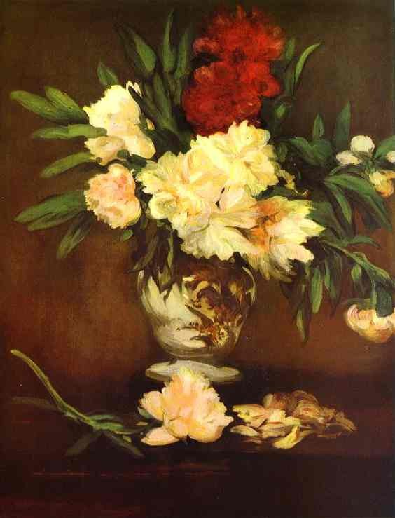 Peonies in a vase by Edouard Manet