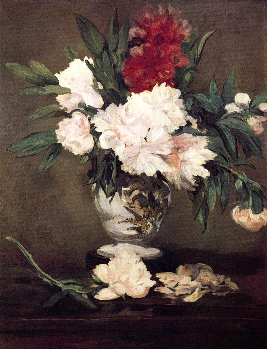 Vase of Peonies on a Small Pedestal by Edouard Manet