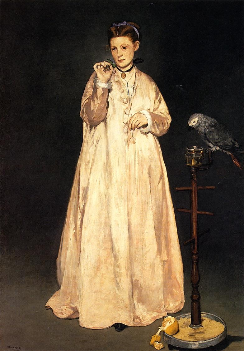 Woman with a Parrot by Edouard Manet