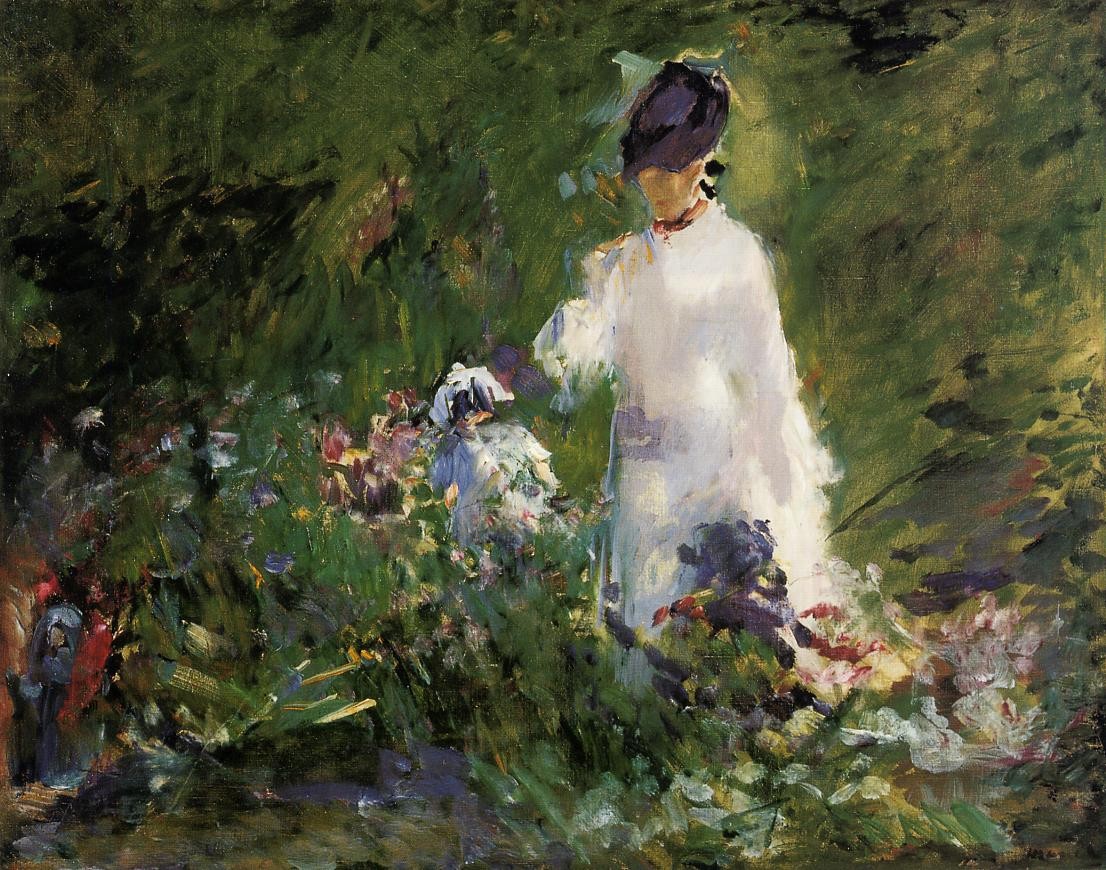 Young woman among the flowers by Edouard Manet