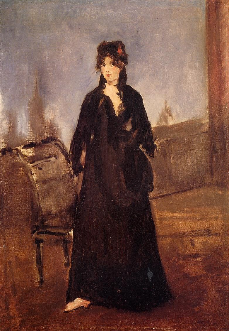 Young woman with a pink shoe (Portrait of Berthe Morisot) by Edouard Manet