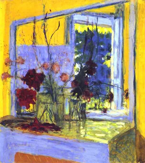 Flowers on a fireplace in Clayes by Edouard Vuillard
