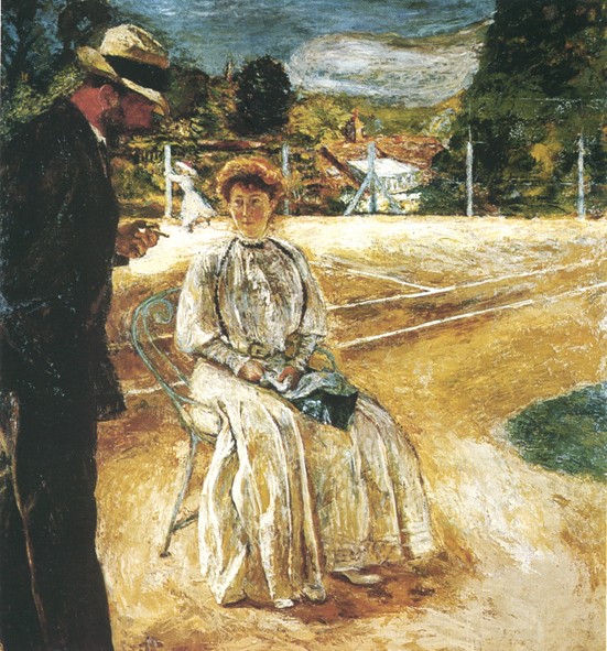 Painting of a tennis court Castle Guernon Ranville by Edouard Vuillard