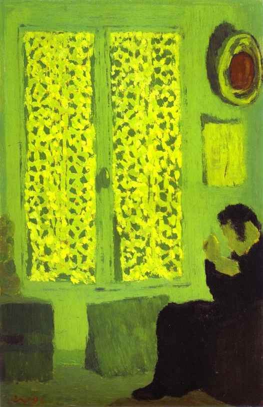 The Green Interior or Figure in front of a Window with Drawn Curtains by Edouard Vuillard