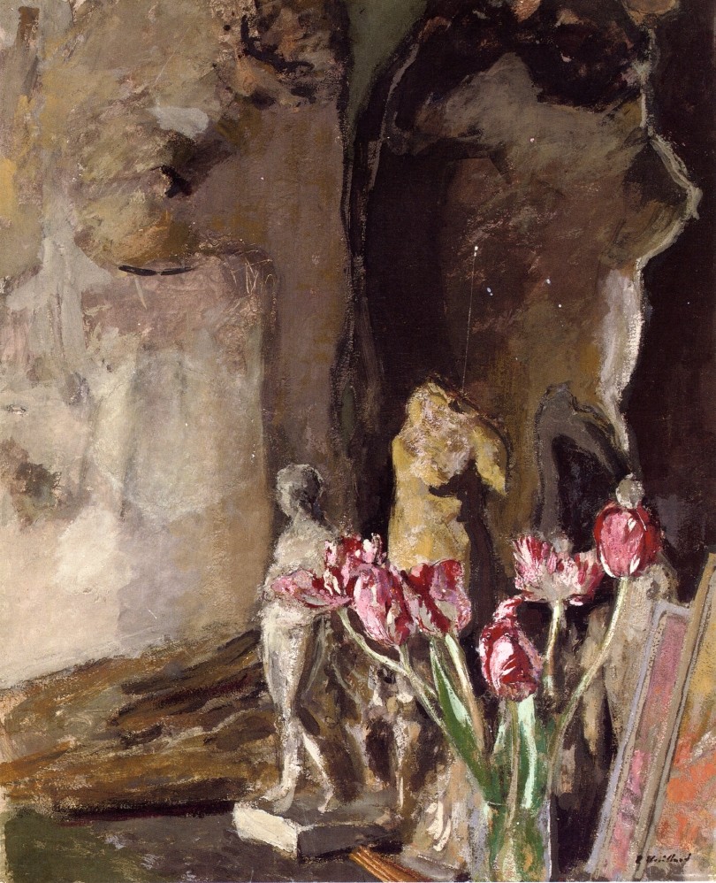 Tulips and Statuettes by Edouard Vuillard
