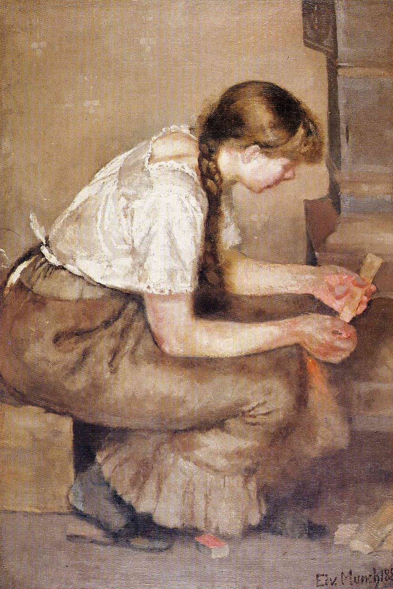 Girl Kindling a Stove by Edvard Munch