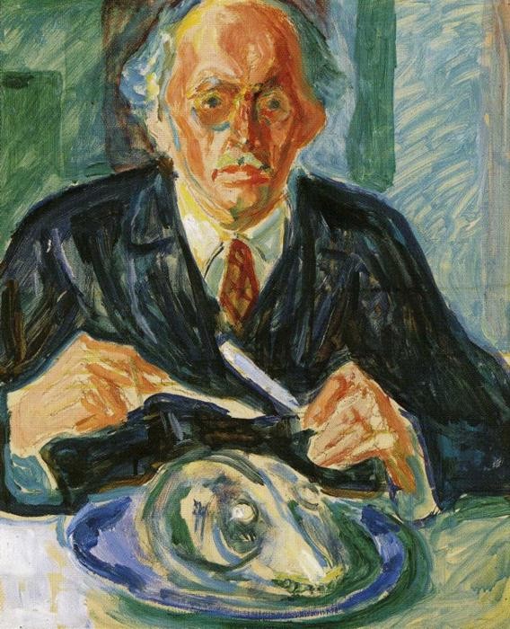 Self-Portrait with Cod's Head by Edvard Munch