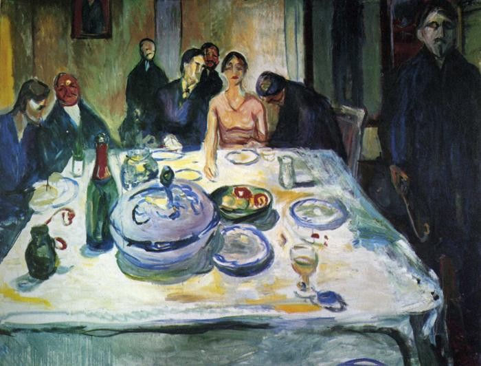 The Wedding of the Bohemian, Munch Seated on the Far Left by Edvard Munch