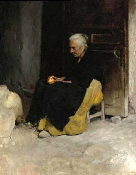 Old Woman Peeling An Orange by Edward E. Simmons