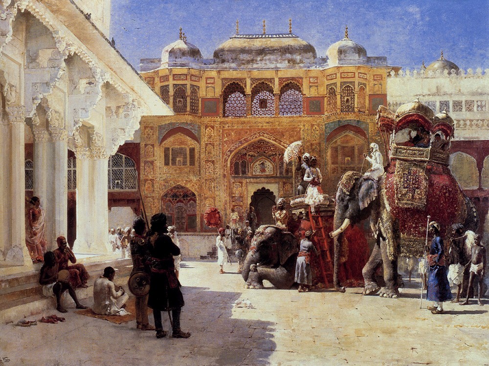 Arrival Of Prince Humbert, The Rajah, At The Palace Of Amber by Edwin Lord Weeks
