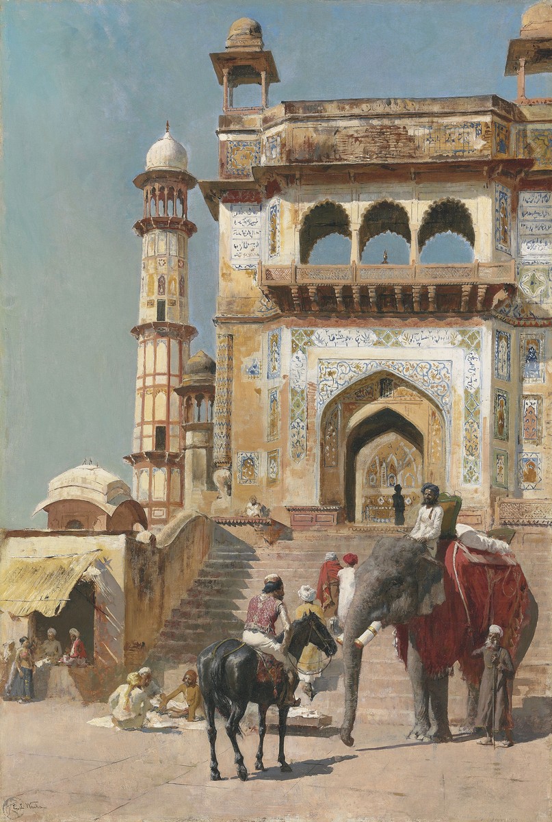 Before the great Jami Masjid mosque by Edwin Lord Weeks