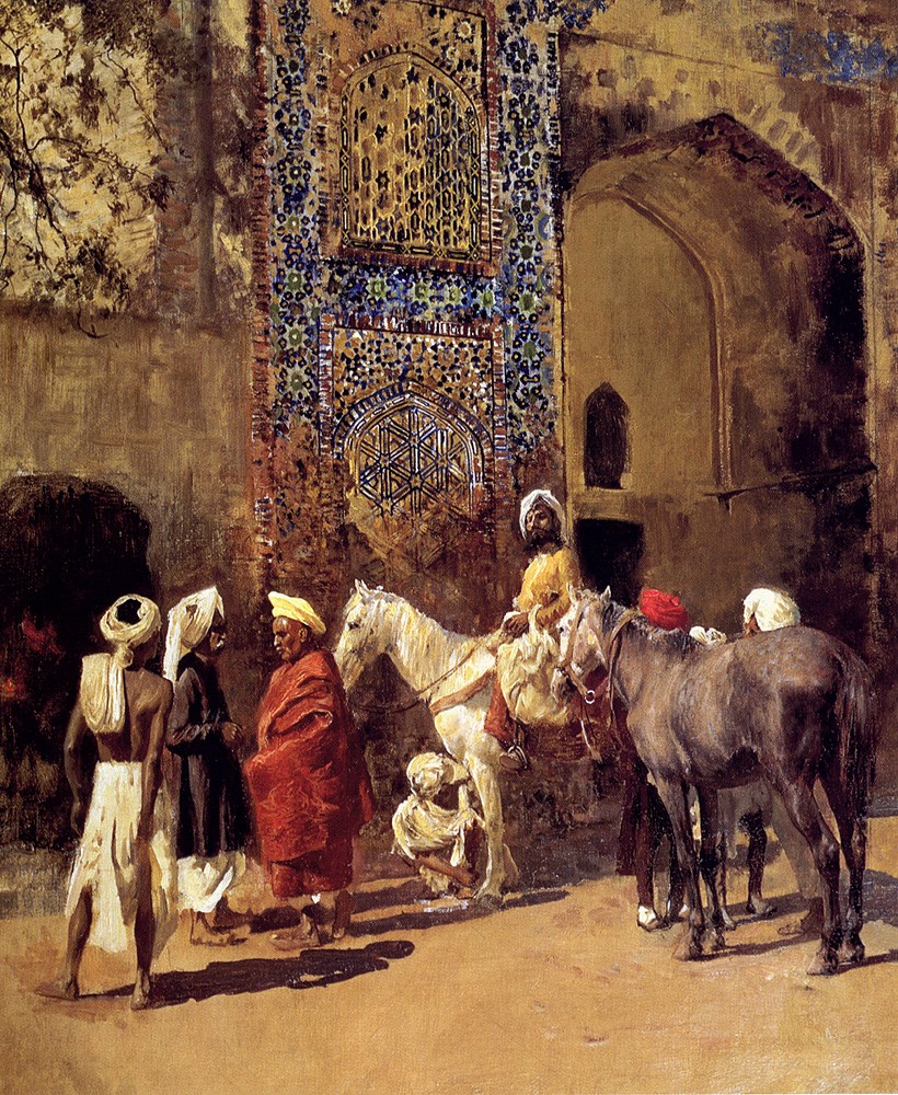 Blue Tiled Mosque At Delhi, India by Edwin Lord Weeks