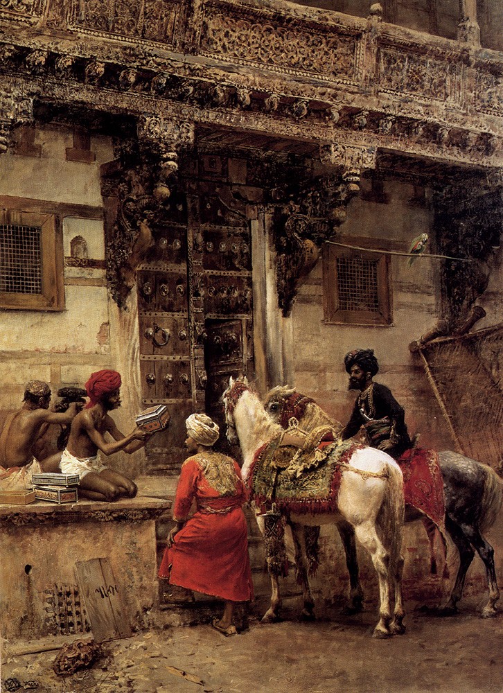 Craftsman Selling Cases By A Teak Wood Building, Ahmedabad by Edwin Lord Weeks