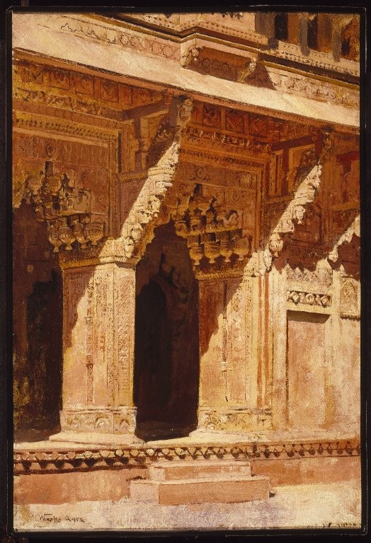 Curiously Wrought Red Sandstone Arches, Fort Agra, India by Edwin Lord Weeks