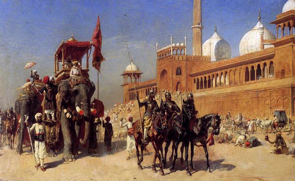 Great Mogul And His Court Returning From The Great Mosque At Delhi, India by Edwin Lord Weeks
