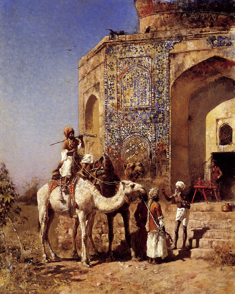 Old Blue Tiled Mosque, Outside of Delhi, India by Edwin Lord Weeks