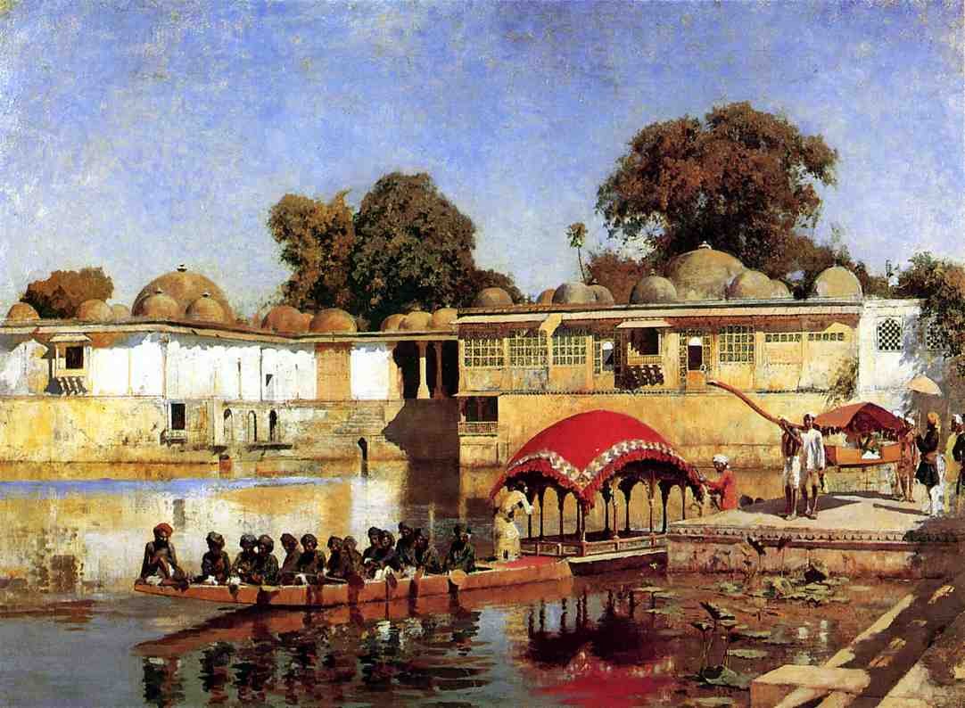 Palace and Lake at Sarket Ahmedabad, India by Edwin Lord Weeks